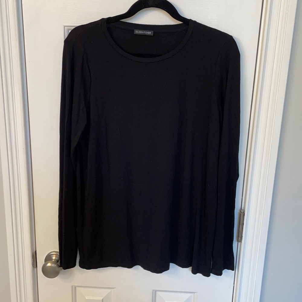 Eileen Fisher Black Long Sleeve Top - Picture 1 of 6